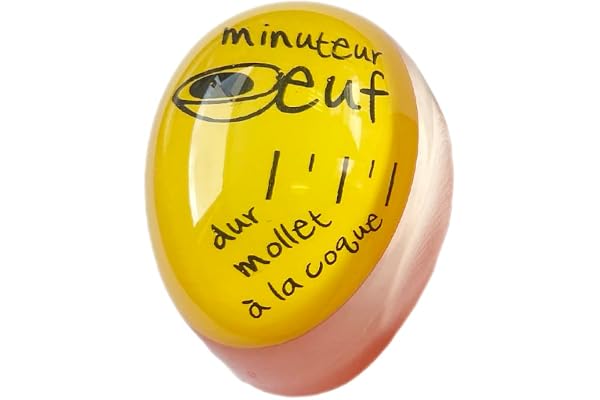 Minuteur Oeuf – Timer Minuteur Cuisson pour des œufs à la Coque, Mollet ou Dur inratables – Change de Couleur pour Indiquer la Bonne Cuisson - Ludique, Facile et Malin – Couleur au Choix (Jaune)