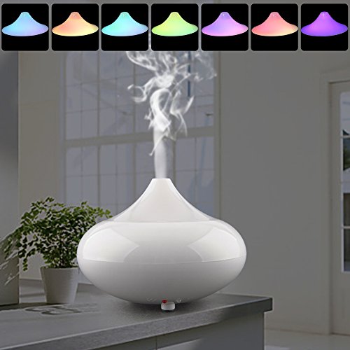 MVPower Aroma Diffuser LED Luftbefeuchter Ultraschall Luftreiniger Duftzerstäuber Raumbefeuchter LED Farbenwechsel LED Licht für Yoga Kinderzimmer Schlafzimmer Büro (weiß) - 2