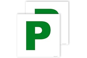 Pack of 2 P Plates Stickers Self Adhesive (180 x 180 mm) P Sign for New Driver Waterproof P Sticker for New Driver Pass Plates for Car Sara Prints®