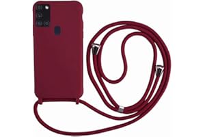 Ququcheng Kompatibel mit Samsung Galaxy A21S Hülle,Handykette Hülle Silikon Seil Necklace Handyhülle mit Kordel Tasche TPU Bumper Schutzhülle für Samsung Galaxy A21S-Rot