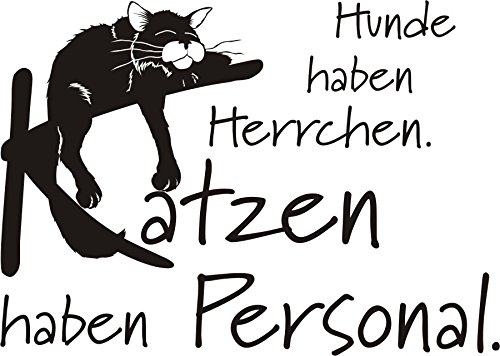 Wandtattoo, Hunde haben Herrchen. Katzen haben Personal, Spruch mit Motiv, Größe ca. 450 mm x 320 mm, verschiedene Farben (M070 Schwarz) - 2