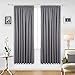 Deconovo Solid Thermal Insulated Ready Made Curtains Tape Top Blackout Curtains for Bedroom with Two Matching Tie Backs 46 x 72 Light Grey One Pair