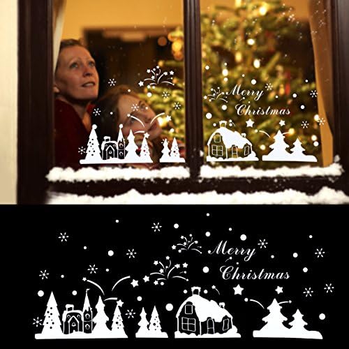 NICEXMAS Merry Christmas Wall Sticker Window Stickers Removable Happy New Year Window Sticker Home DIY Art Decor