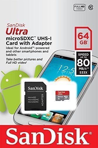 SanDisk Ultra Android microSDXC 64GB bis zu 80 MB/Sek, Class 10 Speicherkarte + SD-Adapter FFP - 4
