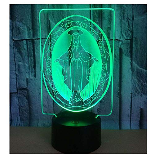 3D Optical Illusion LED Lamps Night Light,Amazing 7 Colors Quick Touch Switch Lamp with Smooth Acrylic Flat,USB Powered Deco Lamp,Christmas Holiday Gift For Kids and Friends,Christian_Madonna_a