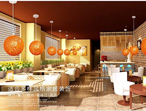 Creative personality colorful chandelier milk tea shop restaurant bar Taichung aisle ball round hemp rope hemp rope rattan chandelier ( Color : Orange , Size : 15CM )