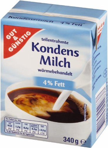 Preisvergleich Produktbild NoName 5560293767 13358 Kondensmilch 4 Prozent Tetrapack, 340 g