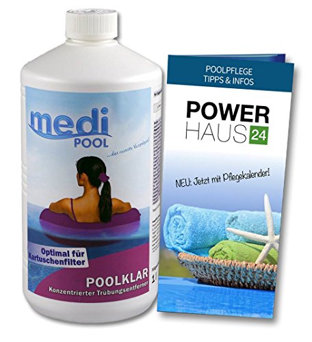 Konzentrierter Trübungsentferner - 1L - für Schwimmbecken und Whirlpools - mit POWERHAUS24 Pflegefibel