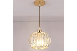 Mengjay Lampada a Sospensione Moderna in Cristallo,Mini Plafoniera Moderna da Incasso Rotonda,E27 Hanging Lampade in Cristallo per Cucina Sala da Pranzo Ingresso Corridoio Camera da Letto,D'oro