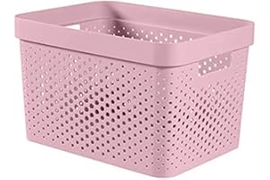 CURVER Panier de Rangement Infinity 17L Recyclé - Rangement Multiusage, Empilable et Emboîtable - 35,5 x 26,2 x 21,9 cm - Rose