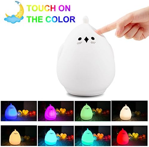 Baby Night Light LED Lamp Multi-colour Soft Silicone Night Light Rechargeable Nursery Lamp for Children Toddler Boys Girls, 7 Breathing Colour Mode and 8 Individual Colours Mode