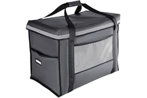 Vogue Heißes Kaltes Essen zum Mitnehmen Große Thermisch Isolierte Faltbare Lieferung Catering Tasche | Grau | 540 x 360 x 430