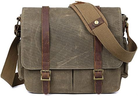DCRYWRX SLR Camera Bag Shoulder Bag Waterproof Canvas Computer Bag Retro Camera Bag With Removable Insert For Canon Nikon Sony Pentax,Armygreen