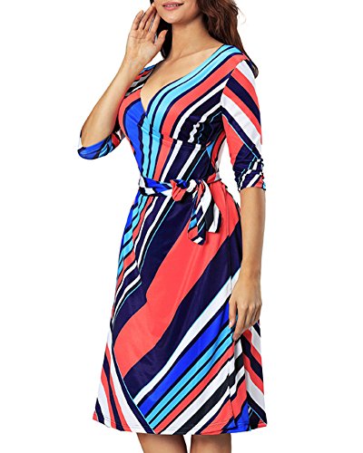 Aofur Womens Plus Size Summer Casual Dresses V Neck Skater