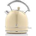 Bouilloire électrique Rétro SWAN 1,8L - Inox Sans BPA - Sans Fil - 3000W - Modèle SK14630GNEU