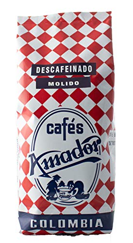 Cafés AMADOR - Café DESCAFEINADO MOLIDO FINO Natural Arábica - COLOMBIA (Molienda para Cafetera Espresso) (250g)