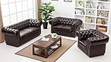 Chesterterfield Polstergarnitur - 3er, 2er Sofa und Sessel