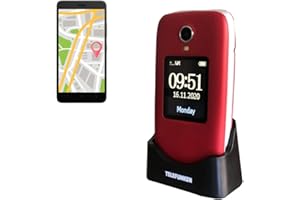TELEFUNKEN- S560 Téléphone Portable Clapet Débloqué avec Grandes Touches Simple pour Senior - Double Ecran- Compatible avec Les Appareils auditifs - Touche SOS - GPS et WiFi - Radio FM- Rouge