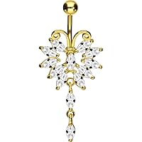 PIERCINGLINE PMFK Bananabell + Acier Chirurgical | Cœur + Cristal | Piercing Intime Du Ventre | Choix De Couleurs, Acier Inoxydable