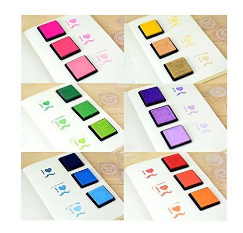 KEEKA 20x Bunte Stempelkissen-Set mit Mini-Stempel Fingerfarbe Ungiftig und Waschbar - 7