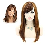 Kalyss Women's wig 20" Long Straight mix Brown As real hair wigs