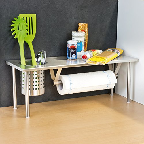 bremermann® Küchenregal mit Rollenhalter und Utensilienhalter, Edelstahl - 4
