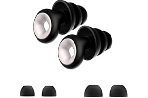 Wulove - tappi per orecchie antirumore, Tappi Orecchie per dormire, Silicone, morbido, Riutilizzabili Lavabili,Due Teste di Ricambio Nero