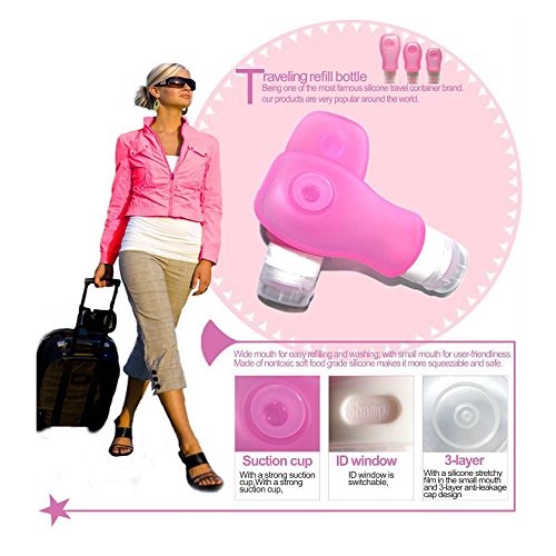 MyFriday Silikon-Reise-Flaschen, ausdrückbar und nachfüllbar, Reisebehälter, ohne BPA, TSA Fluggesellschaft zugelassen, Handgepäck, auslaufsichere Flasche, 35 ml, 3er-Pack - 6