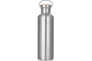 Sosayet Gourde Inox Isotherme 1000ml, Bouteille d'eau Acier Inoxydable à Double Paroi Gourdes, Sans BPA, anti-fuite Gourde Sport, pour boissons chaudes et froides, pour Sport, Gym, Voyage