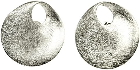 SILBERMOOS Women´s Jewelry Stud Earrings Open Curved Disc Circle Round 925 Sterling Silver