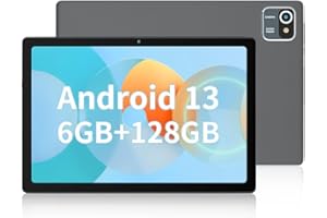 Lville Tablet 10 Zoll, Quad-Core Android 13, 6 GB RAM + 64 GB ROM(128 GB TF), WLAN, Bluetooth, IPS 1280 x 800, Akkus 5000 mAh (Grau)