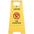 TARGET HYGIENE NO PARKING Caution Sign Board | ABS-Plastic Caution Standing Board (Yellow Sign Board - Big Size)