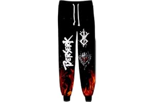 XSLGOGO Unisexe Anime Berserk Pantalons Griffith Pantalons de survêtement Guts Graphiques Taille élastique Sarouel avec Cordon de Serrage