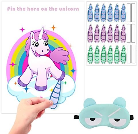 HBBMagic Pin the Horn on the Unicorn Birthday Party Favor Games Unicorn Party Supplies Unicorn Gifts for Girls