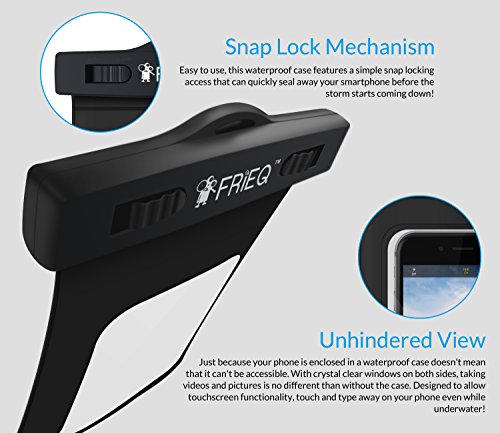 FRiEQ Custodia impermeabile per telefoni cellulari, Compatibile con Apple iPhone 6s, 6, 5s, 5c, 5, Galaxy S6, S3, HTC One X, Galaxy Note 2 - Certificazione IPX8 di impermeabilitÃ  fino a una profonditÃ  di 100 piedi