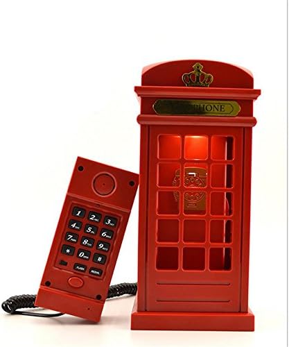 WSND Creative Antique British Telephone Booth Table Light Bedroom Study Office Touch LED Table Lamp, 220V-240V
