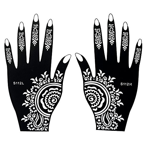 STENCILS TATTOO Mehndi TemplateTattoo Henna Designs s112 2 Sheets for Left and Right Hand - September Sale!