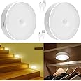 VROKLA Motion Sensor Light for Home with USB Charging Pack of 2 Wireless Self Adhesive LED Magnetic Motion Activated Light Motion Sensor Rechargeable Light for Wardrobe Bedroom Stairs (White/Warm)