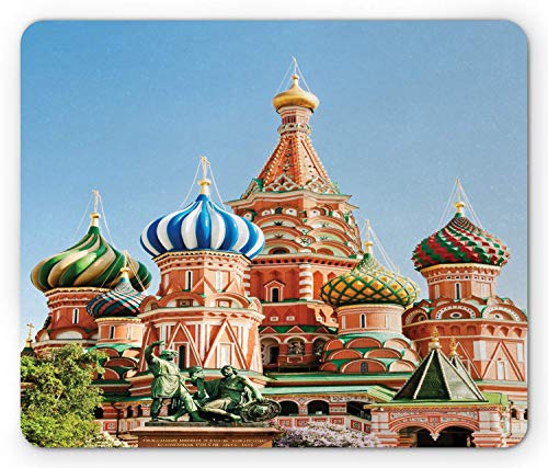 Preisvergleich Produktbild SHAQ Russia Mouse Pad Mauspad, Palace Design Traditional Russian Architecture Composition Touristic Attraction, Standard Size Rectangle Non-Slip Rubber Mousepad, Multicolor