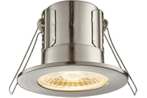 SAXBY LIGHTING Saxby 73787 ShieldECO IP65 Fire Rated 4W 3000K LED Dimmable Bathroom Downlight Satin Nickel