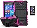 Produktbild ISENPENK Microsoft Lumia 430 Dual SIM(2015) Stand Case mit Panzerglas/Schutzfolie,TPU+PC Ultra Slim Silikon Tough Rugged Dual-Layer Hardcase with Built-in Kickstand Thin Schutzhüllen,Wasserdicht Shockproof Anti Slip Protection Hülle Tasche für Microsoft Lumia 430 Dual SIM(2015) 4.0Zoll-[rosa]+Panzerglas/Schutzfolie/Displayschutzfolie