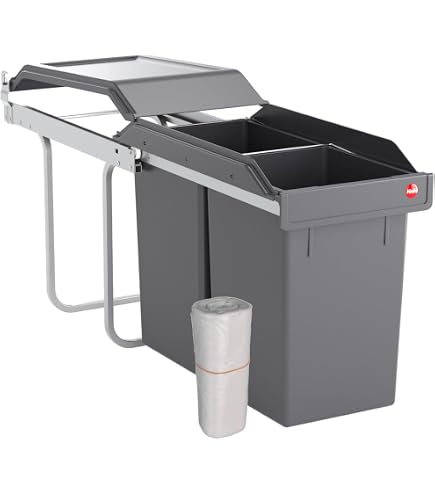 Pattumiera da cucina - Bidone per raccolta differenziata - 3 scomparti da 20L - CUBEK