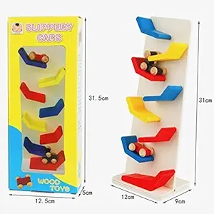 FK Retail Slippery Car-Wooden Mini Car Speed Racing Toy Zig-Zag Drop Game 8 Slant Permanent Fixed Tracks