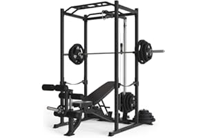 Atletica R5-Vega Power Rack | Power Cage mit Latzug | Multi-Grip Klimmzugstange, Safety Straps, J-Hooks & Weight-Pins | 213 cm Höhe | in Zwei Höhen verfügbar