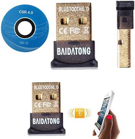 Bluetooth 4.0 USB Dongle Adapter for PC with Gold Plated USB, Bluetooth Transmitter andBAIDATONG Receiver For Windows 10 / 8.1 / 8 / 7 / Vista - Plug and Play for Win 7 and above