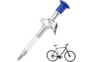 Leopacat Bicycle Grease Injector Gun, Stainless Steel Grease Injector Needle Bicycle Grease Gun Injector Lubrication Tool Grease Socket 5-Way Lubricant Hub Oil Tool Lubricant Injector 175 x 5.6mm