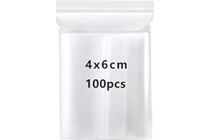 QIEERXI 4x6cm Small Plastic Ziplock Bags - 100PCS Grip Seal Clear Pouches, Resealable Mini Transparent Baggies, Sealable Storage Pouches for Jewellery Candies