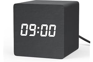 aboveClock Réveil Numérique, Réveil Matin, LED Horloge Digitale avec 3 Alarmes, Mode Week-End, Luminosité et Volume Réglables, Horloge Numérique Alimentation par USB【Noir】