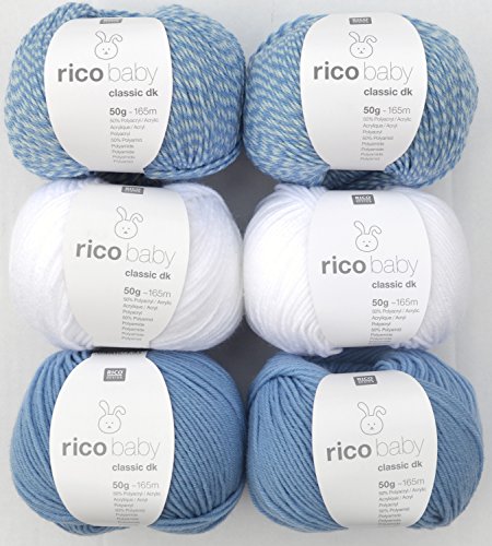 Woll-Set Babywolle Rico Baby Classic 6x50g #3, weiche Wolle zum Stricken und Häkeln