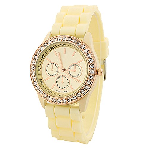 Designer Damenuhr Damen Strass Uhr Chronograph Stil Fashion Beige Designer Damenuhr Damen Strass Uhr Chronograph Stil Fashion Beige